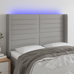 vidaXL LED Kopfteil Hellgrau 147x16x118/128 cm Stoff