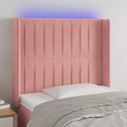 vidaXL LED Kopfteil Rosa 83x16x118/128 cm Samt