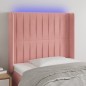 vidaXL LED Kopfteil Rosa 83x16x118/128 cm Samt