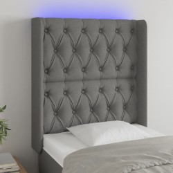 vidaXL LED Kopfteil Dunkelgrau 83x16x118/128 cm Stoff