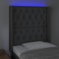 vidaXL LED Kopfteil Dunkelgrau 83x16x118/128 cm Stoff