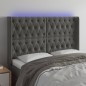 vidaXL LED Kopfteil Dunkelgrau 163x16x118/128 cm Samt 