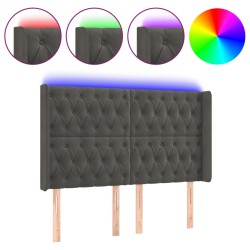 vidaXL LED Kopfteil Dunkelgrau 163x16x118/128 cm Samt 