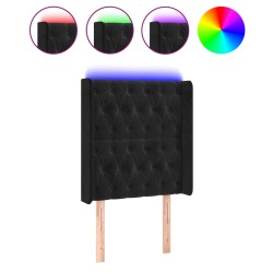 vidaXL LED Kopfteil Schwarz 83x16x118/128 cm Samt