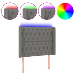 vidaXL LED Kopfteil Dunkelgrau 93x16x118/128 cm Stoff