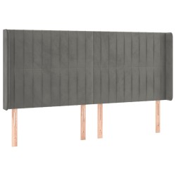 vidaXL LED Kopfteil Hellgrau 163x16x118/128 cm Samt