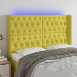 vidaXL LED Kopfteil Grün 147x16x118/128 cm Stoff