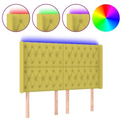 vidaXL LED Kopfteil Grün 147x16x118/128 cm Stoff