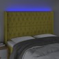 vidaXL LED Kopfteil Grün 147x16x118/128 cm Stoff