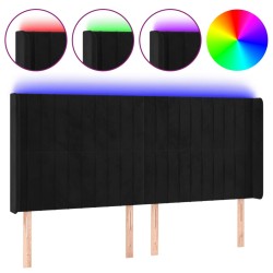 vidaXL LED Kopfteil Schwarz 203x16x118/128 cm Samt