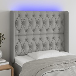 vidaXL LED Kopfteil Hellgrau 93x16x118/128 cm Stoff