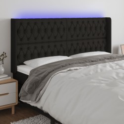vidaXL LED Kopfteil Schwarz 203x16x118/128 cm Stoff