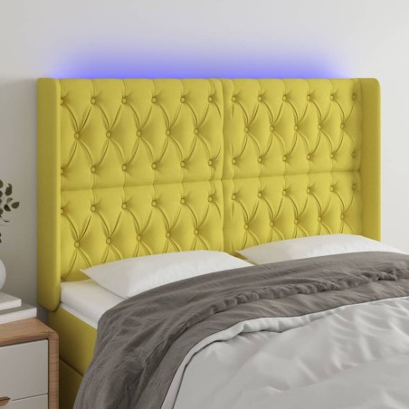 vidaXL LED Kopfteil Grün 163x16x118/128 cm Stoff