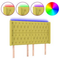 vidaXL LED Kopfteil Grün 163x16x118/128 cm Stoff
