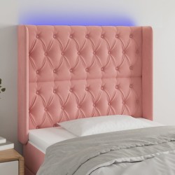vidaXL LED Kopfteil Rosa 93x16x118/128 cm Samt