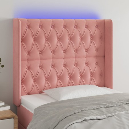 vidaXL LED Kopfteil Rosa 93x16x118/128 cm Samt