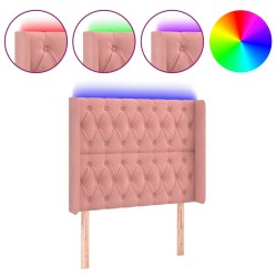 vidaXL LED Kopfteil Rosa 93x16x118/128 cm Samt