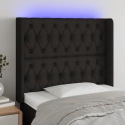 vidaXL LED Kopfteil Schwarz 103x16x118/128 cm Stoff