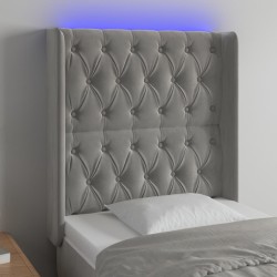 vidaXL LED Kopfteil Hellgrau 83x16x118/128 cm Samt