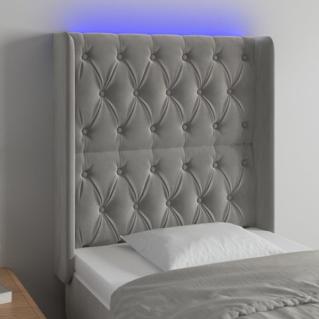 vidaXL LED Kopfteil Hellgrau 83x16x118/128 cm Samt