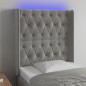 vidaXL LED Kopfteil Hellgrau 83x16x118/128 cm Samt