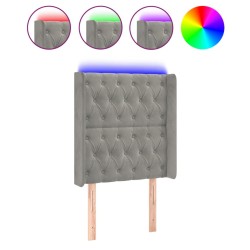 vidaXL LED Kopfteil Hellgrau 83x16x118/128 cm Samt