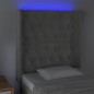 vidaXL LED Kopfteil Hellgrau 83x16x118/128 cm Samt