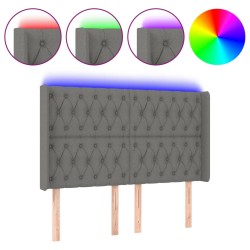vidaXL LED Kopfteil Dunkelgrau 163x16x118/128 cm Stoff
