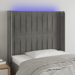 vidaXL LED Kopfteil Hellgrau 83x16x118/128 cm Samt