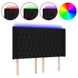 vidaXL LED Kopfteil Schwarz 163x16x118/128 cm Stoff