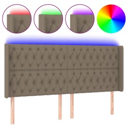 vidaXL LED Kopfteil Taupe 203x16x118/128 cm Stoff