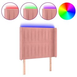 vidaXL LED Kopfteil Rosa 93x16x118/128 cm Samt