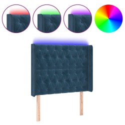 vidaXL LED Kopfteil Dunkelblau 93x16x118/128 cm Samt