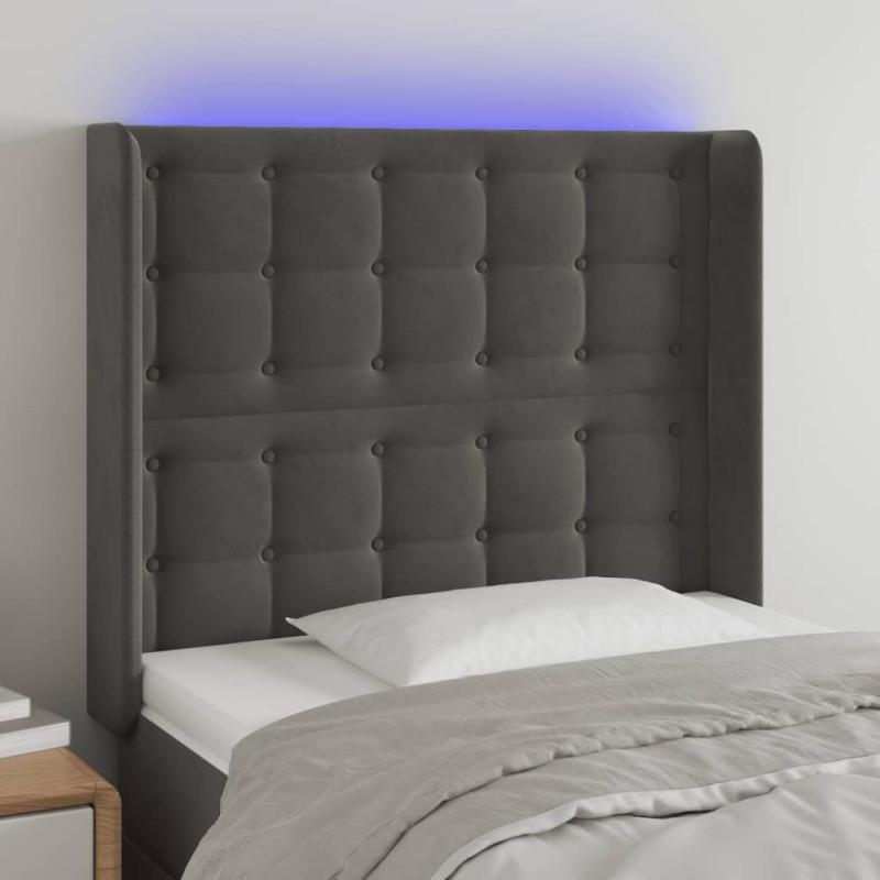 vidaXL LED Kopfteil Dunkelgrau 83x16x118/128 cm Samt vidaXL LED Kopfteil Dunkelgrau 83x16x118/128 cm Samt
