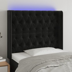 vidaXL LED Kopfteil Schwarz 103x16x118/128 cm Samt