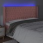vidaXL LED Kopfteil Rosa 203x16x118/128 cm Samt