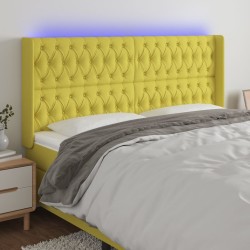 vidaXL LED Kopfteil Grün 203x16x118/128 cm Stoff
