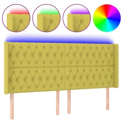 vidaXL LED Kopfteil Grün 203x16x118/128 cm Stoff