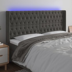 vidaXL LED Kopfteil Dunkelgrau 183x16x118/128 cm Samt