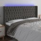 vidaXL LED Kopfteil Dunkelgrau 183x16x118/128 cm Samt