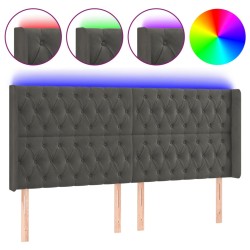 vidaXL LED Kopfteil Dunkelgrau 183x16x118/128 cm Samt