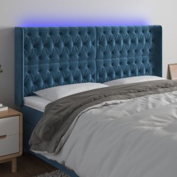 vidaXL LED Kopfteil Dunkelblau 203x16x118/128 cm Samt