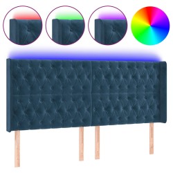 vidaXL LED Kopfteil Dunkelblau 203x16x118/128 cm Samt