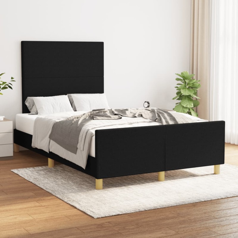 vidaXL Bettgestell mit Kopfteil Schwarz 120x200 cm Stoff vidaXL Bettgestell mit Kopfteil Schwarz 120x200 cm Stoff