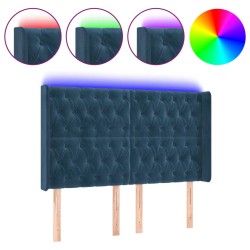 vidaXL LED Kopfteil Dunkelblau 163x16x118/128 cm Samt