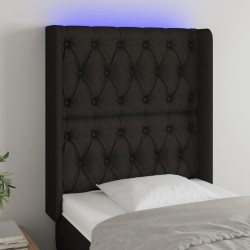 vidaXL LED Kopfteil Schwarz 83x16x118/128 cm Stoff