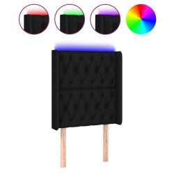 vidaXL LED Kopfteil Schwarz 83x16x118/128 cm Stoff