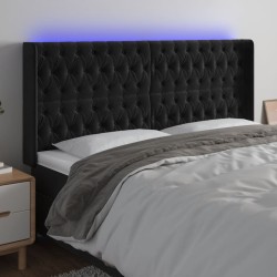 vidaXL LED Kopfteil Schwarz 203x16x118/128 cm Samt