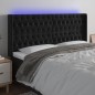 vidaXL LED Kopfteil Schwarz 203x16x118/128 cm Samt