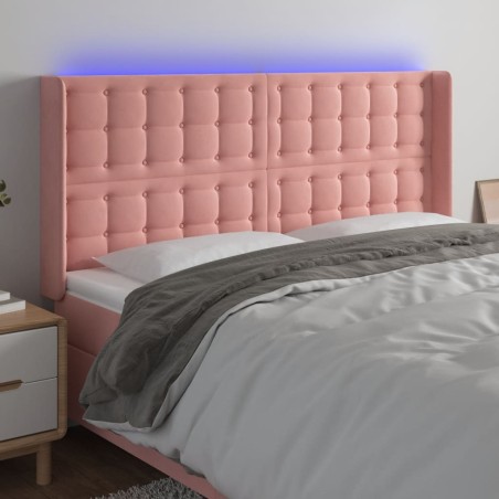 vidaXL LED Kopfteil Rosa 203x16x118/128 cm Samt